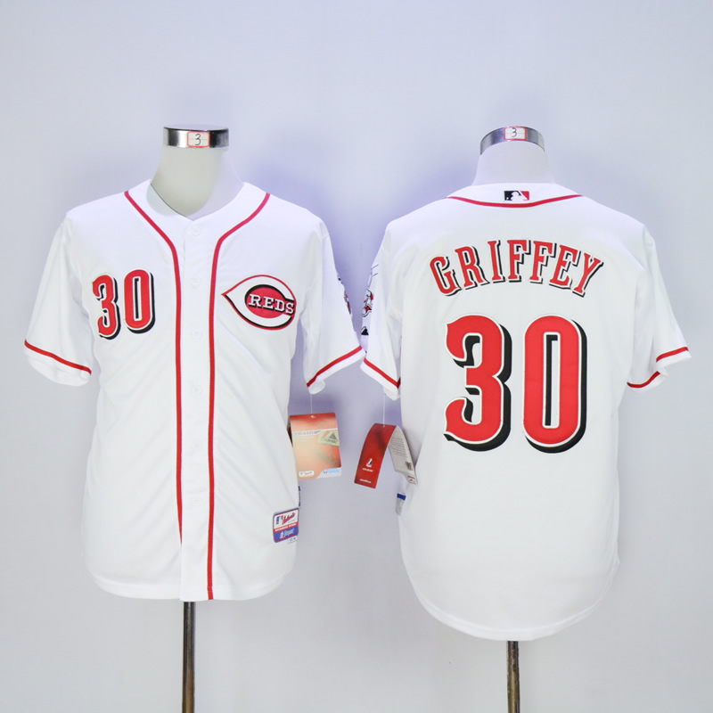 Men MLB Cincinnati Reds #30 Griffey white jerseys
